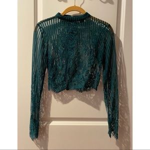 Lace Green Crop Top